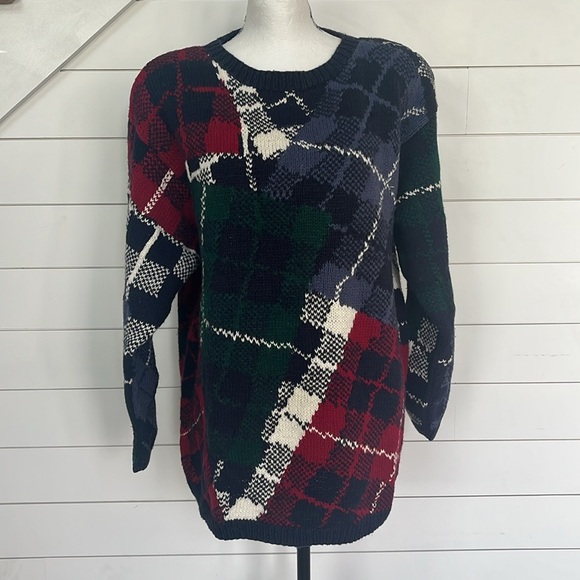 Vintage 90’s‎ Paris Sport Club Hand Knitted, Crew,  Chunky Sweater Womens Large - Picture 1 of 12